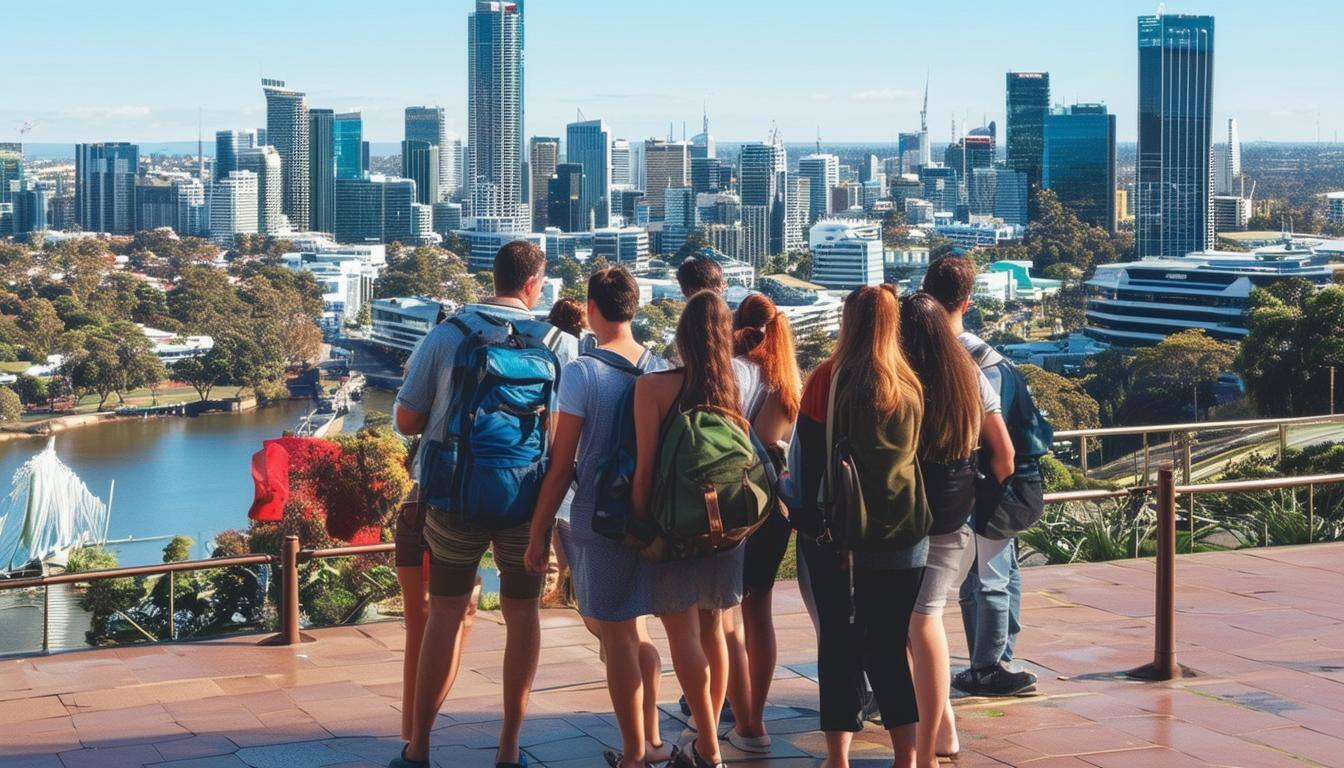 a group of people traveling to melbourne, australia